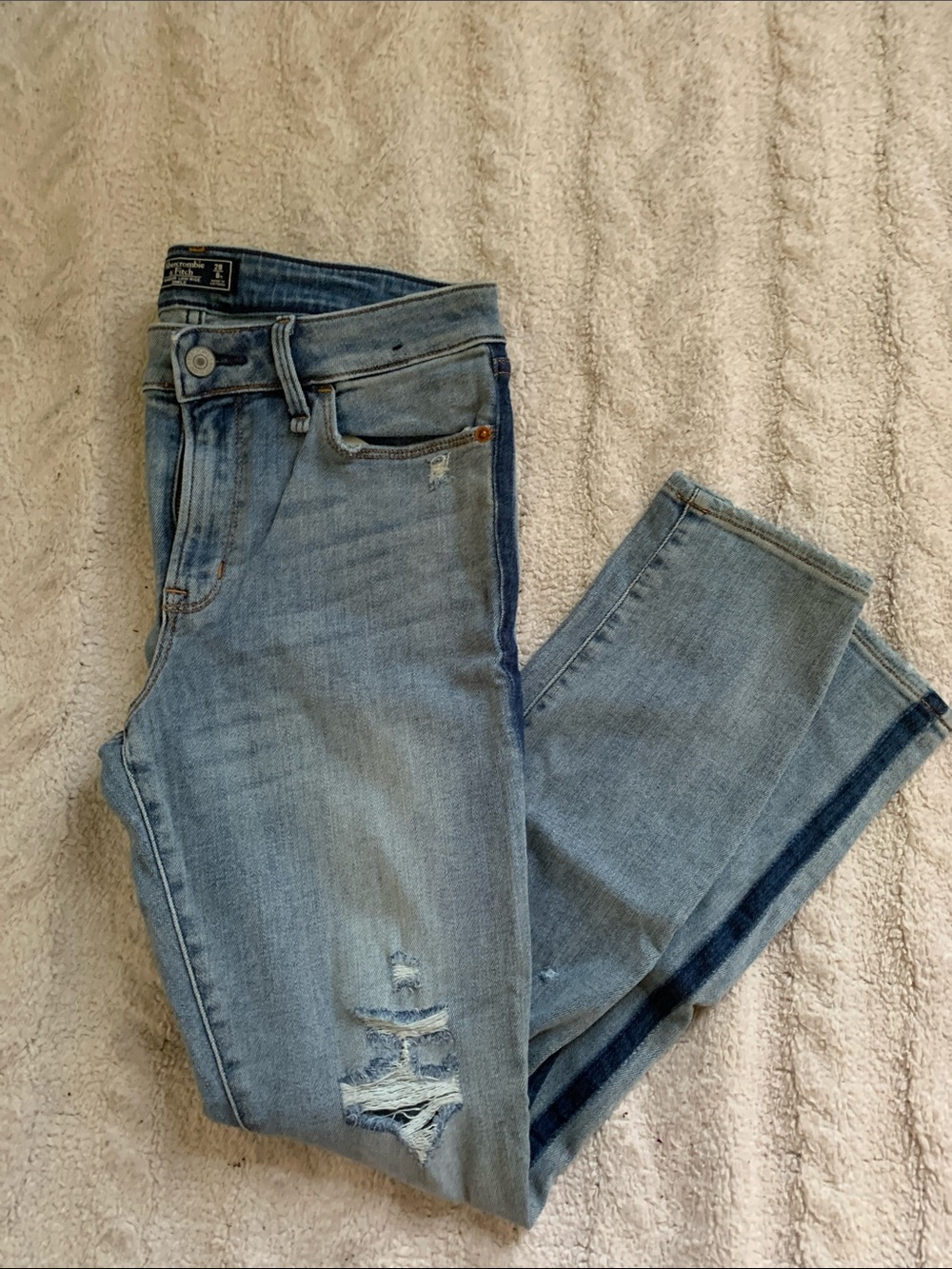 Abercrombie & Fitch Light Blue Skinny Jeans with Dark Side Stripe